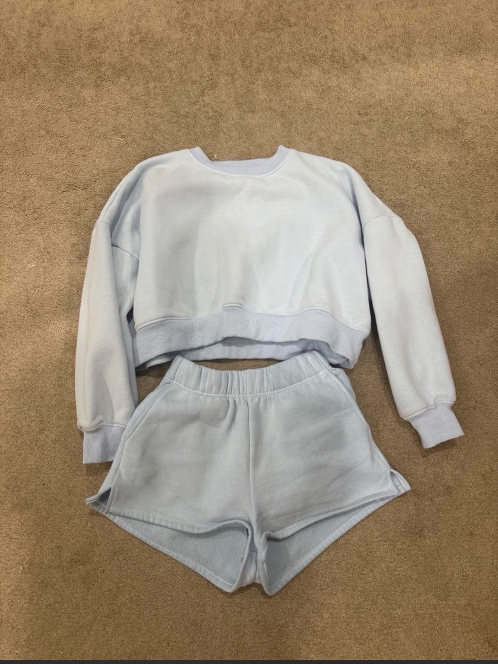 Light Blue Cozy Sweatshirt and Shorts Set